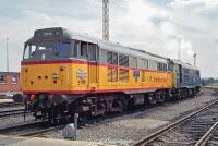 31116 at Toton Depot Uniquely liveried 31116 stands with 31403 at Toton on 16th July 1994., , I fund my Flickr membership, scanner and software myself. So, if you like my pictures please consider buying me a coffee! www.buymeacoffee.com/seanl, , © Sean Lancastle, all rights reserved. Please do not share or post elsewhere without permission. 31116 at Toton Depot Uniquely liveried 31116 stands with 31403 at Toton on 16th July 1994., , I fund my Flickr membership, scanner and software myself. So, if you like my pictures please consider buying me a coffee! www.buymeacoffee.com/seanl, , © Sean Lancastle, all rights reserved. Please do not share or post elsewhere without permission.