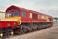 66001 at Toton When almost new, 66001 stands in the yard at Toton depot. 66001 at Toton When almost new, 66001 stands in the yard at Toton depot.