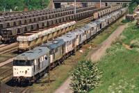 Class 31s at Toton A long line of withdrawn class 31s stand alongside the bank at Toton yard awaiting their last journeys to the scrapyard., , I fund my Flickr membership, scanner and software myself. So, if you like my pictures please consider buying me a coffee! www.buymeacoffee.com/seanl, , © Sean Lancastle, all rights reserved. Please do not share or post elsewhere without permission. Class 31s at Toton A long line of withdrawn class 31s stand alongside the bank at Toton yard awaiting their last journeys to the scrapyard., , I fund my Flickr membership, scanner and software myself. So, if you like my pictures please consider buying me a coffee! www.buymeacoffee.com/seanl, , © Sean Lancastle, all rights reserved. Please do not share or post elsewhere without permission.