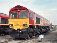66005 at Toton Brand new 66005 stands in the yard at Toton during an open day on 29th August 1998. 66005 at Toton Brand new 66005 stands in the yard at Toton during an open day on 29th August 1998.