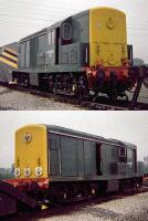 Class 15 number ADB968002 at Toton Depot The Class 15 had been in use as a train heating unit and given the departmental number ADB968002 before being dumped next to a snowplough at Toton depot. 23rd July 1983. Class 15 number ADB968002 at Toton Depot The Class 15 had been in use as a train heating unit and given the departmental number ADB968002 before being dumped next to a snowplough at Toton depot. 23rd July 1983.