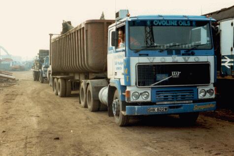 Volvo F1017 Registration SHK 822W A.M. Thompson Bulk Haulage, Norwich seen at Snailwell Scrapyard near Newmarket on 26th October 1987. Volvo F1017 Registration SHK 822W A.M. Thompson Bulk Haulage, Norwich seen at Snailwell Scrapyard near Newmarket on 26th October 1987.